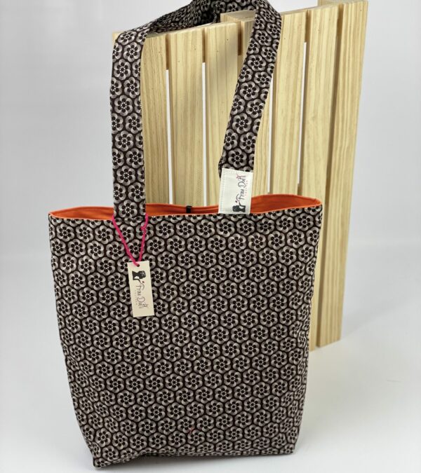 Shopper "Braunblumig - Orange"